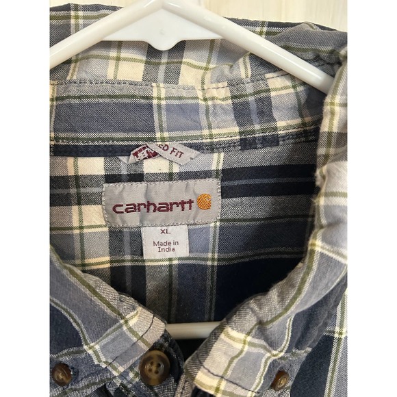 Carhartt Relaxed Fit‎ Short Sleeve Button Down Plaid Shirt Mens Size XL - Picture 2 of 2